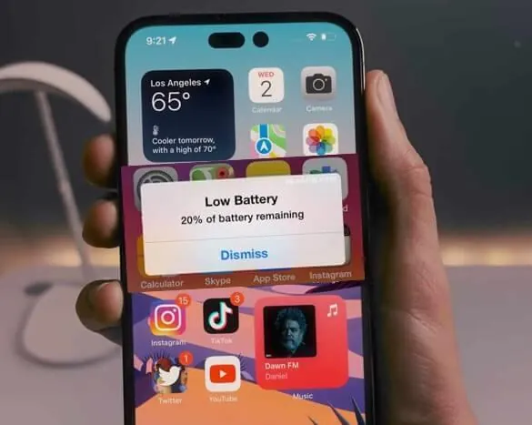 Bateria de celular descarregando